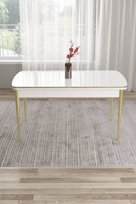 Hanah Home Mesa de Comedor Nira Blanco y Dorado Hanah Home Mesa de Comedor Nira Blanco y Dorado